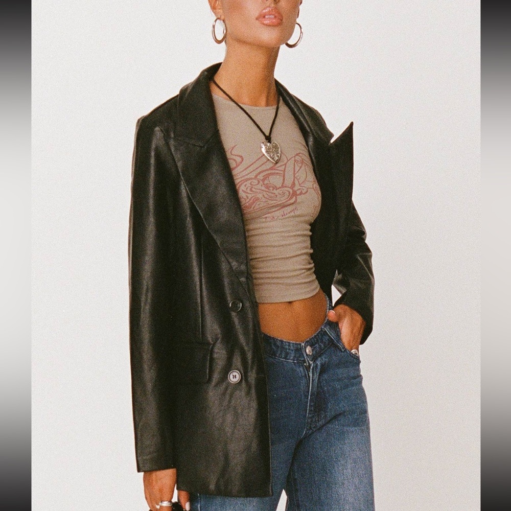 Ellen Faux Leather Blazer